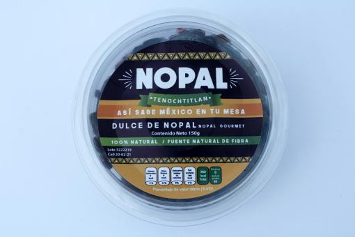 Nopal Dulce, kandierte Kaktusstreifen, leicht sauer und gezuckert, 150g Becher 