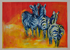 Zebras - Acryl auf Hartfaser 